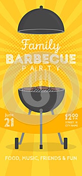 Lovely vector barbecue party invitation design template. Trendy BBQ cookout poster design