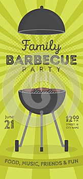 Lovely vector barbecue party invitation design template. Trendy BBQ cookout poster design photo