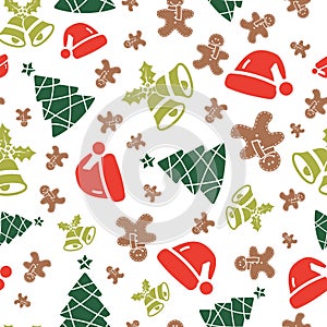 Lovely vector christmas elements seamless pattern