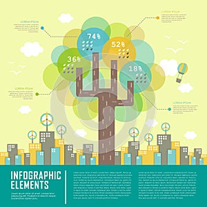 Lovely vector flat design template with tree element