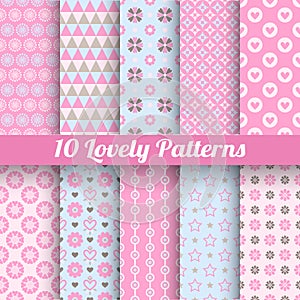 Lovely vector seamless patterns (tiling, with