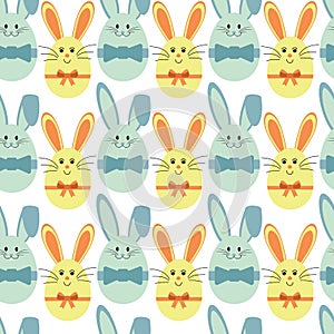 Lovely vector yellow and green egg bunnies