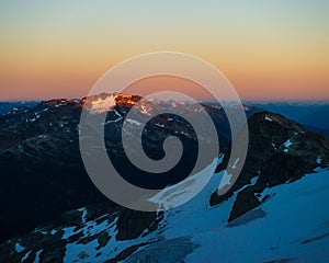 Lovely view of Train Glacier at Sunset in Pemberton, British Columbia, Canada