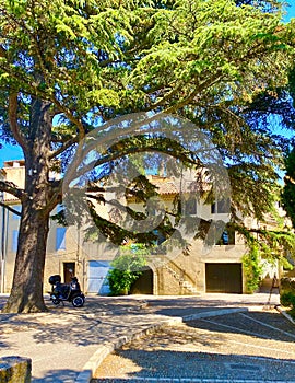 A lovely view of the village of Lourmarin in  Provence region of Southern France