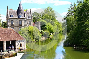 The lovely village of Moret-sur-Loing in in the Seine-et-Marne department in the ÃŽle-de-France region in north-central France.