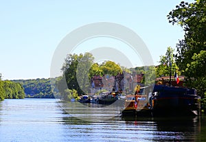 The lovely village of Samois-sur-Seine in in the Seine-et-Marne department in the ÃŽle-de-France region in north-central France