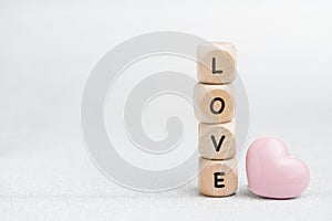 Lovely wedding or Valentine card and background, wooden block st