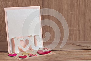 Lovely white pearl paper card frame I heart you. Simple and minimal loveable photo style