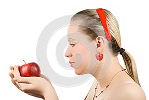 Lovely woman with apple