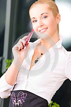 Lovely woman with cell phone