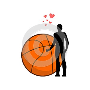 Lover basketball. Man and ball. I love sport game. Lovers embrace. Romantic date