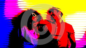 Lover couple summer in graphic pop color style photo