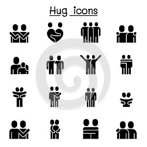 Lover, hug, friendship, relationship icon set vector illustration graphic design