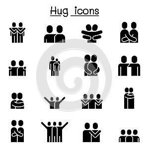 Lover, hug, friendship, relationship icon set vector illustration graphic design
