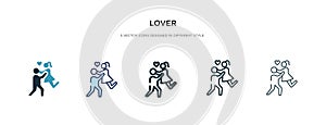 Lover icon in different style vector illustration. two colored and black lover vector icons designed in filled, outline, line and