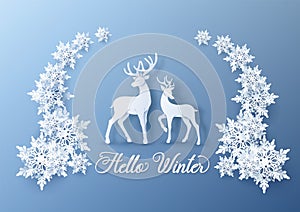 Lover Raindeer with snow frame