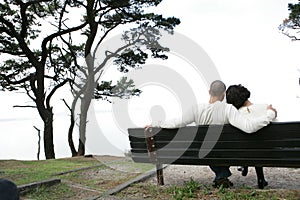 Lovers on bench
