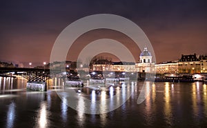 Lovers bridge paris at night