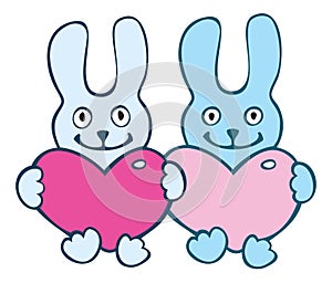 Lovers cartoon rabbits