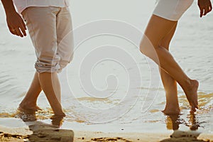 Lovers couple in sea photo