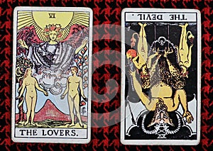 The Lovers & The Devil tarot card