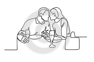 Lovers enjoy a romantic dinner