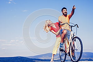 Lovers having romantic moments. Passion desire. Sky background for your text. Beautiful couple friend adolescents. Copy