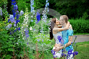 Lovers in the park on a date