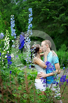 Lovers in the park on a date