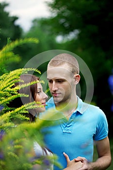 Lovers in the park on a date