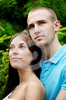 Lovers in the park on a date