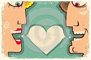Lovers Speaking and bubble for text. Vector Cartoon