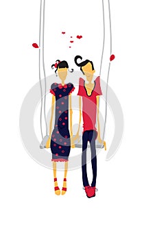 Lovers on teeterboard