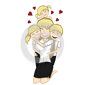 Lovin ` mommy forever - nice family portrait of a big blonde fami