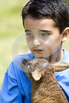 Loving boy whit lamb