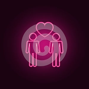 loving boys icon. Elements of Valentine in neon style icons. Simple icon for websites, web design, mobile app, info graphics