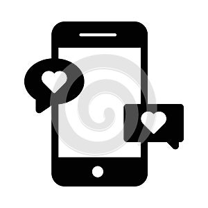 Loving chat on mobile Isolated Vector icon that can be easily modified or edited