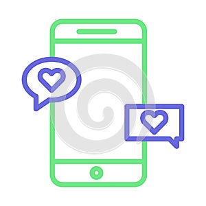Loving chat on mobile Isolated Vector icon that can be easily modified or edited