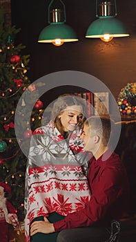 A loving couple celebrates Christmas