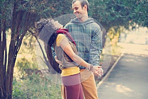 Loving couple dancing in the park