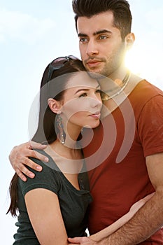 Loving couple embracing