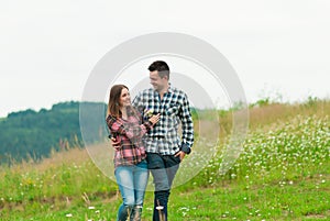 Loving couple having fun on summer vacation