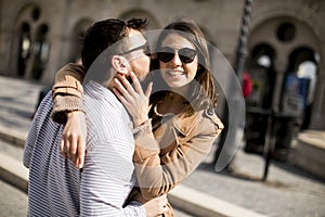 Loving couple in the historical area of Budapest, Hungary