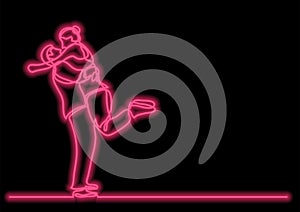 Loving couple hugging - single line drawing with neon vector effect