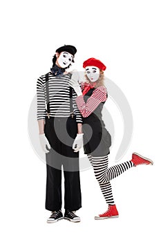 Loving couple of mimes