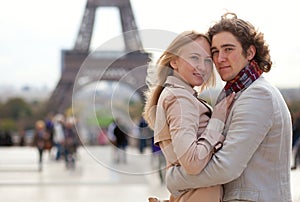 Loving couple in Paris