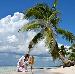 Loving couple on a tropical beach