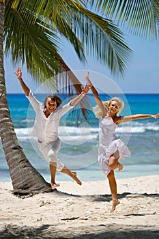 Loving couple on a tropical beach