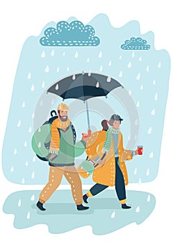 Loving couple under an umbrella.