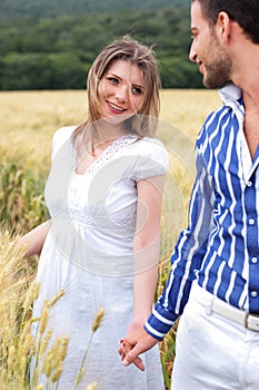 Loving couple, woman on focus